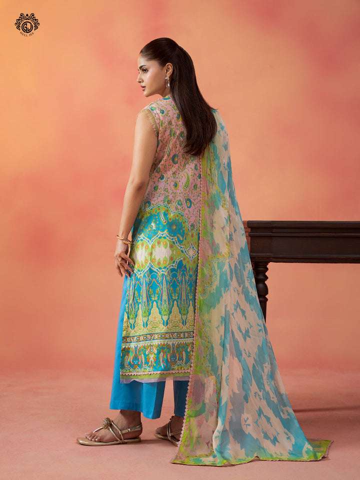 3-Piece Unstitched Embroidered Dress