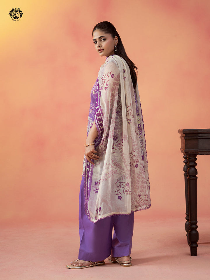 3-Piece Unstitched Embroidered Dress