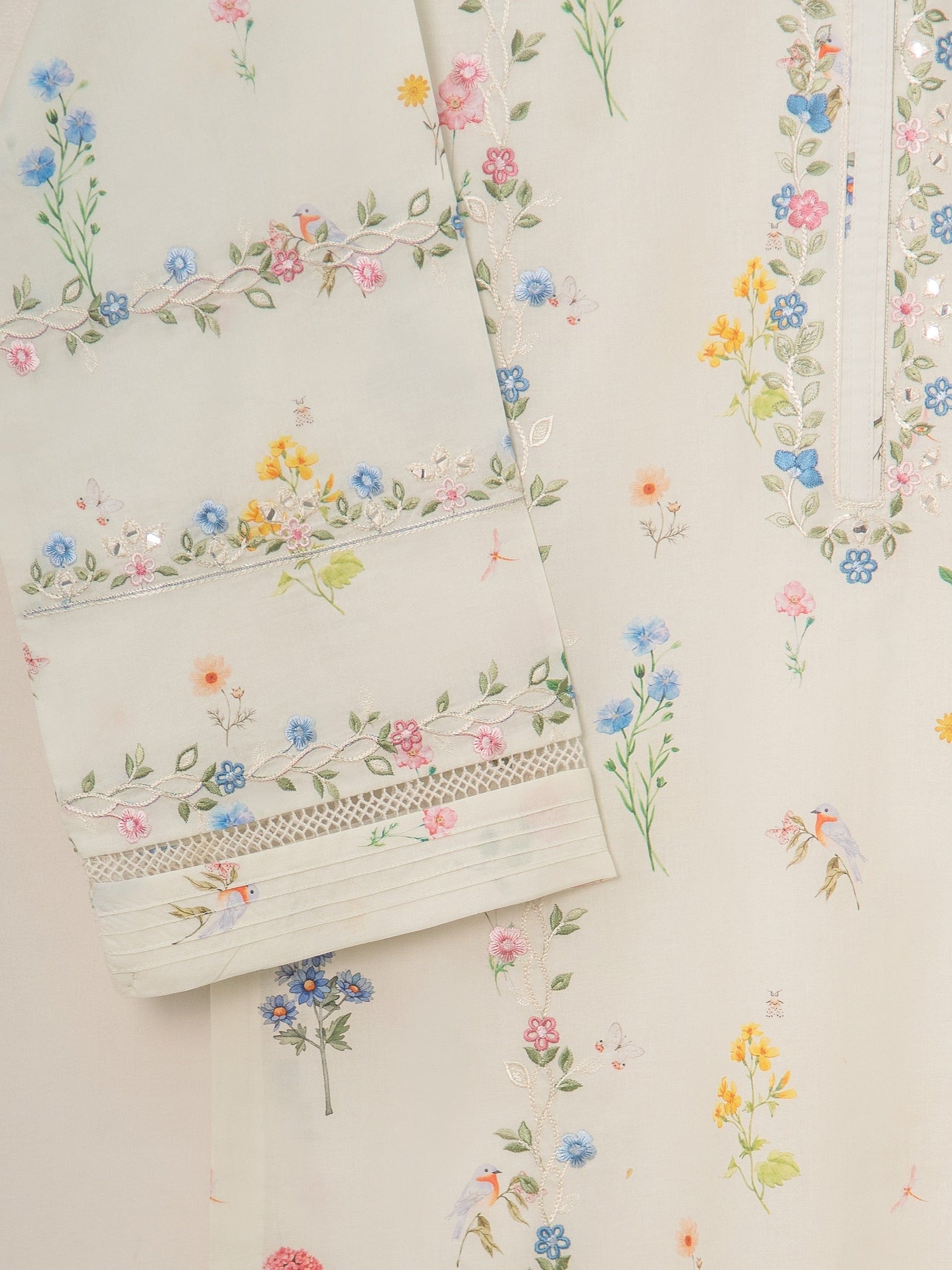 2 Piece - Pure Embroidered Cambric Suit