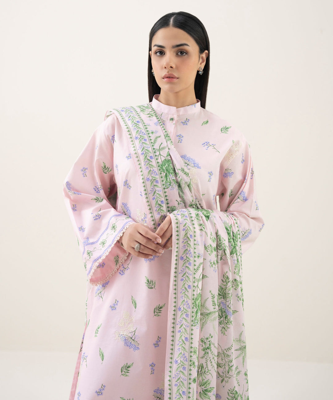 3 Piece - Embroidered Chiffon Suit