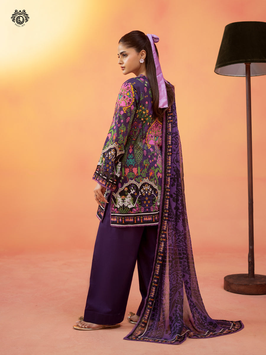 3-Piece Unstitched Embroidered Dress