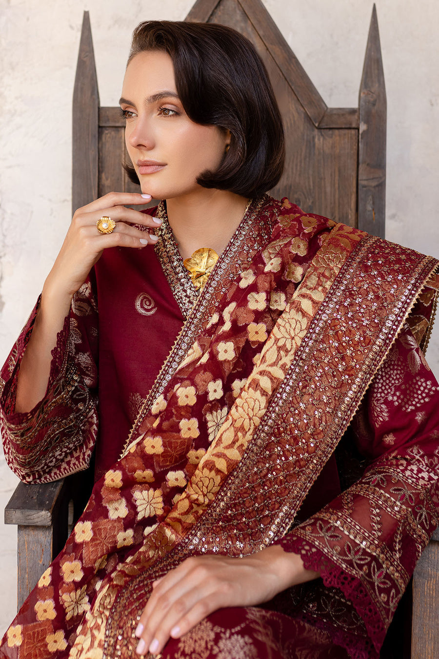 EMBROIDERED JACQUARD LAWN