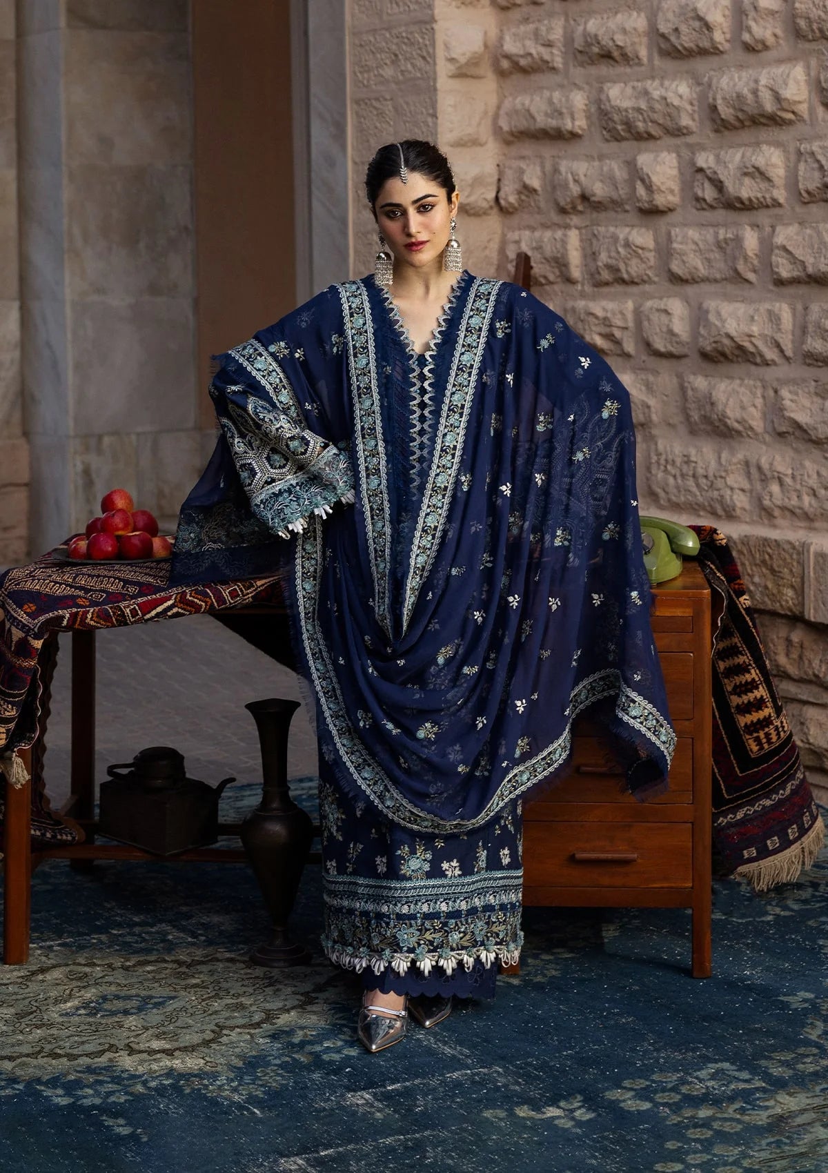 Karandi with Embroidered Chiffon