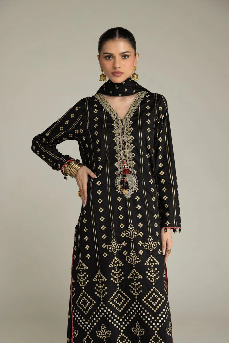 Embroidered | Cambric Black Co-ord Set
