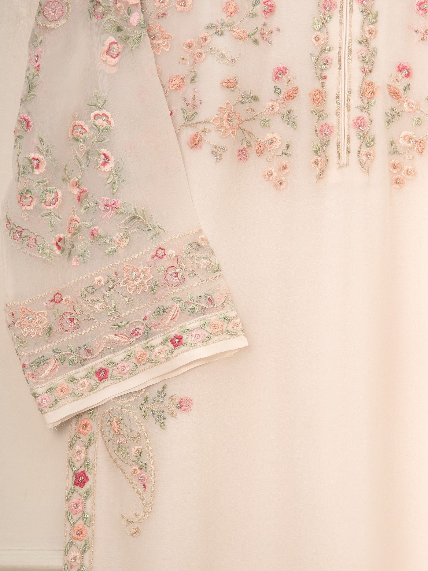 3 Piece - Pure Chiffon Embroidered Suit