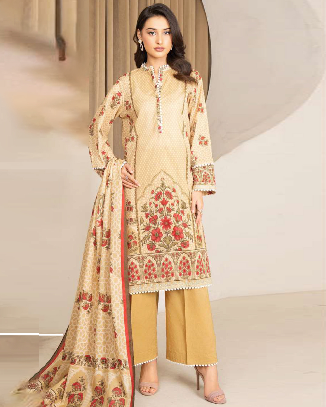 Unstitched Lawn Printed 3 Piece Suit
