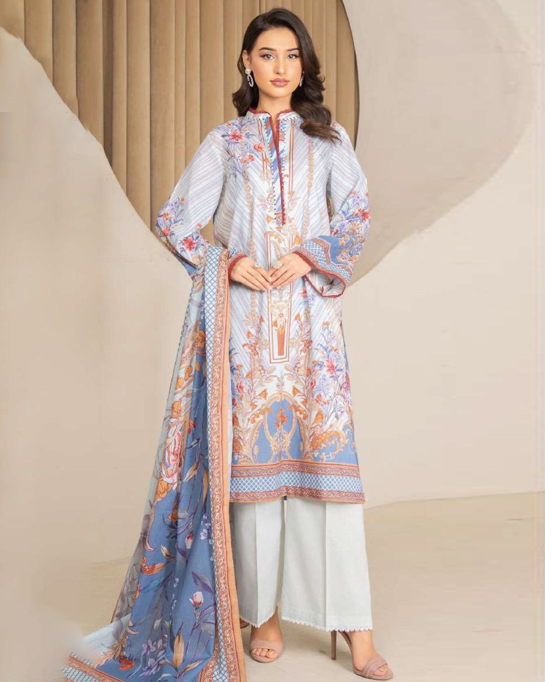 Unstitched Lawn Printed 3 Piece Suit