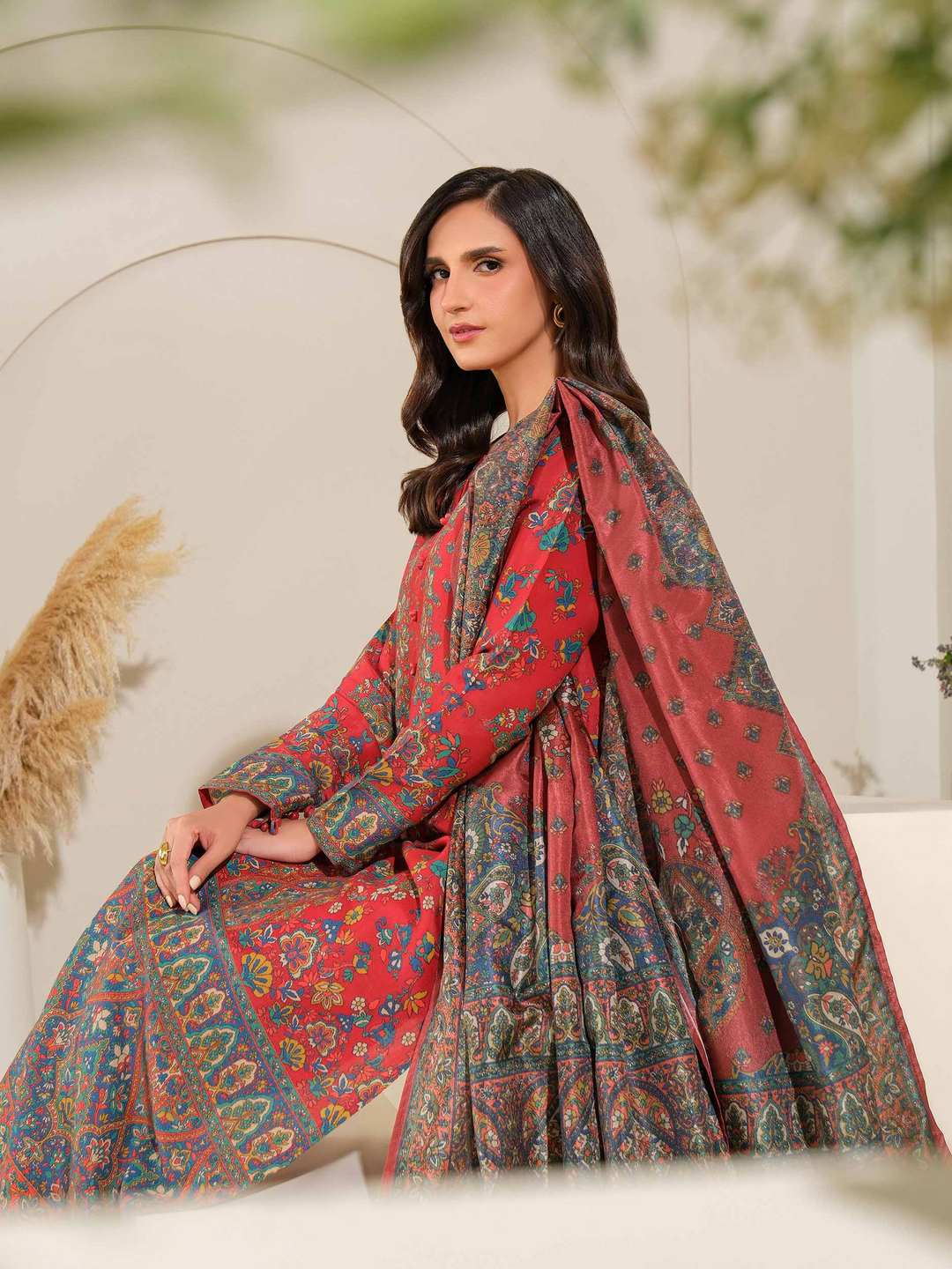3 Piece Silk Suit-Printed (Unstitched)