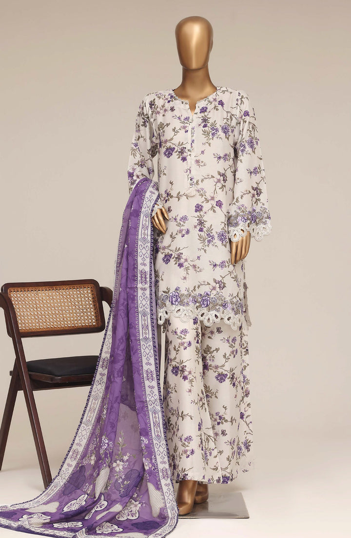Embroidered Lawn Stitched 3 Piece Suit