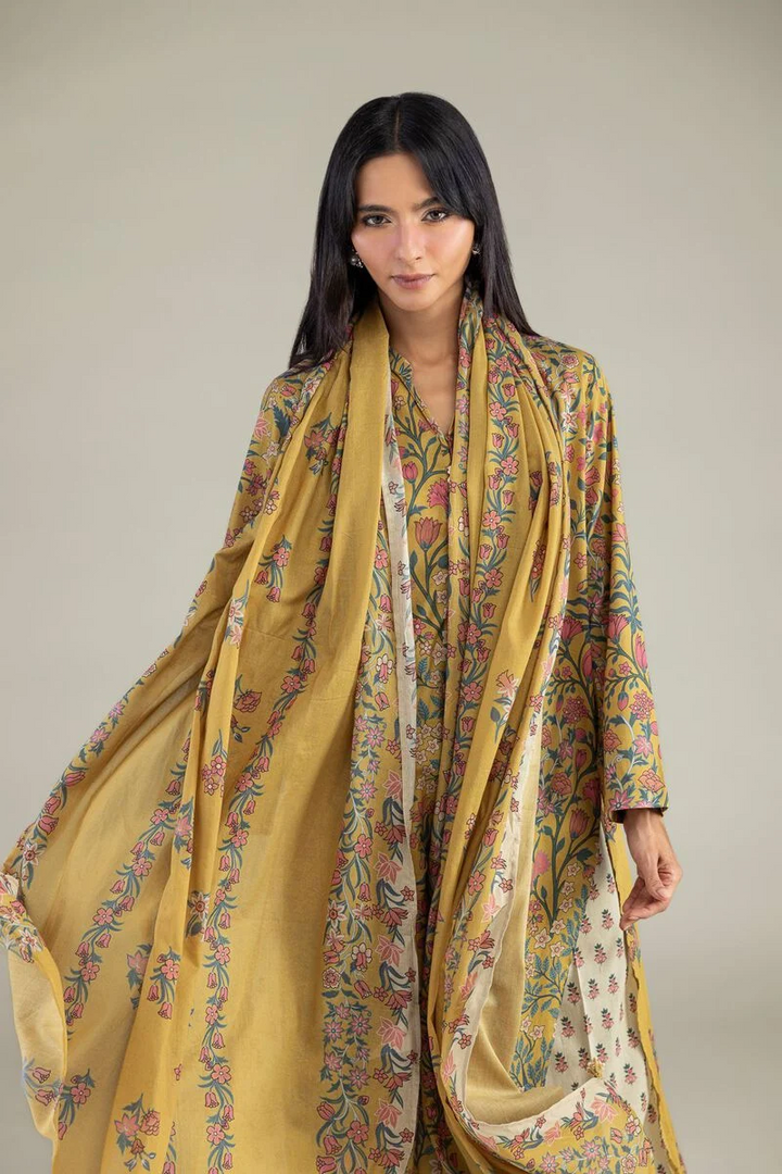 Printed | Cambric Floral Longline 3 pc suit