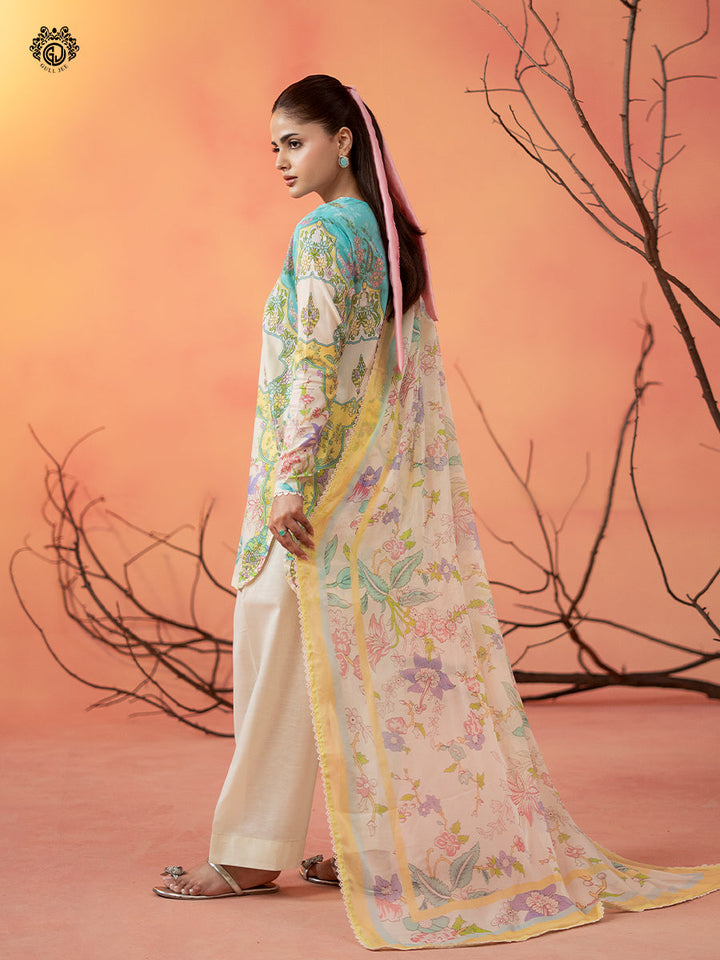 3-Piece Unstitched Embroidered Dress
