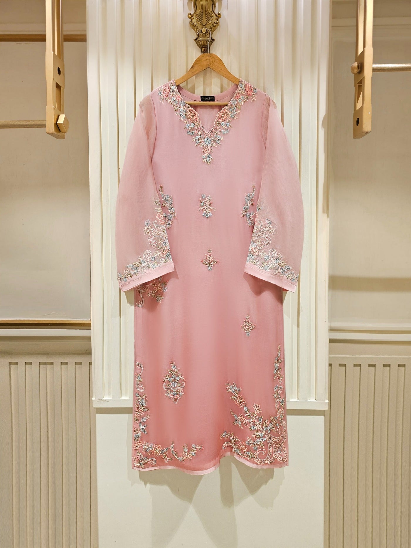 2 Piece - Pure Chiffon Embroidered Suit