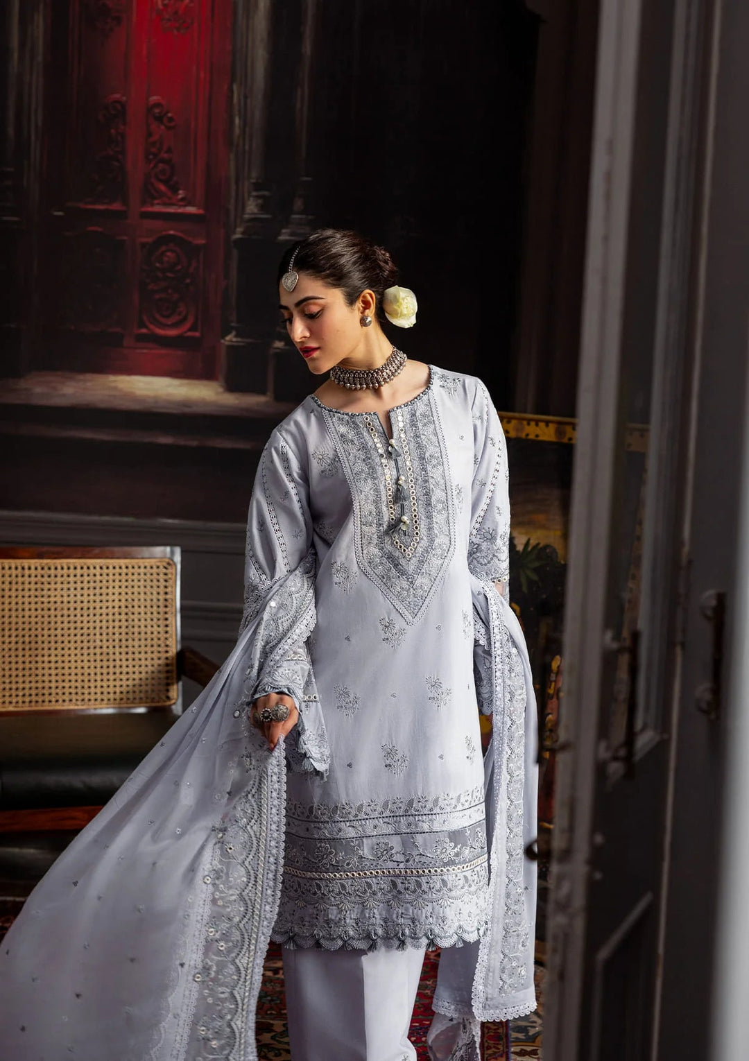 Karandi with Embroidered Chiffon