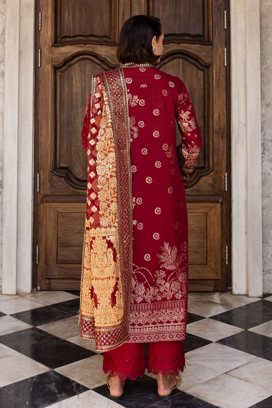 EMBROIDERED JACQUARD LAWN