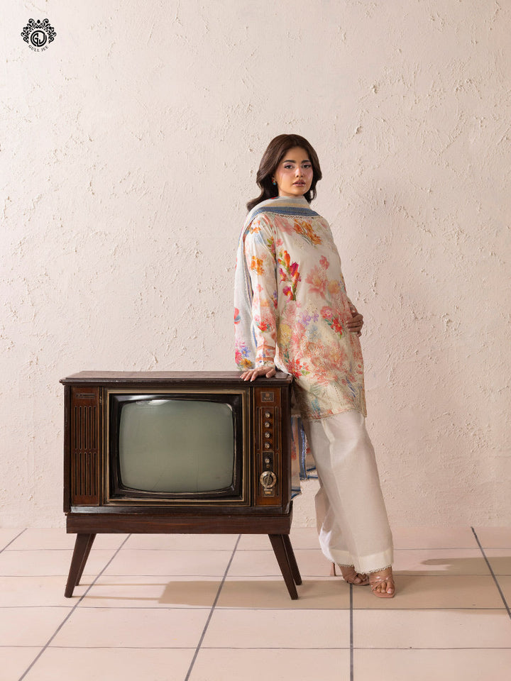 KROMA  3-Piece Unstitched Embroidered Dress