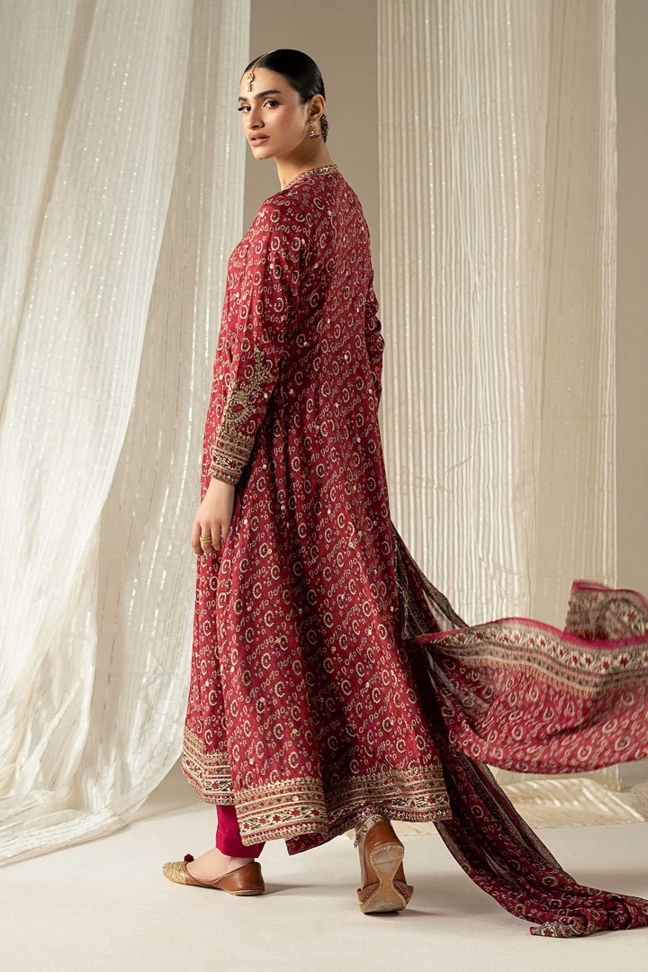 3 Piece Embroidered Raw Silk  ready Suit