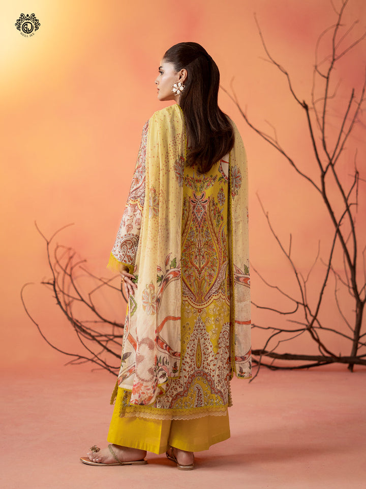 3-Piece Unstitched Embroidered Dress