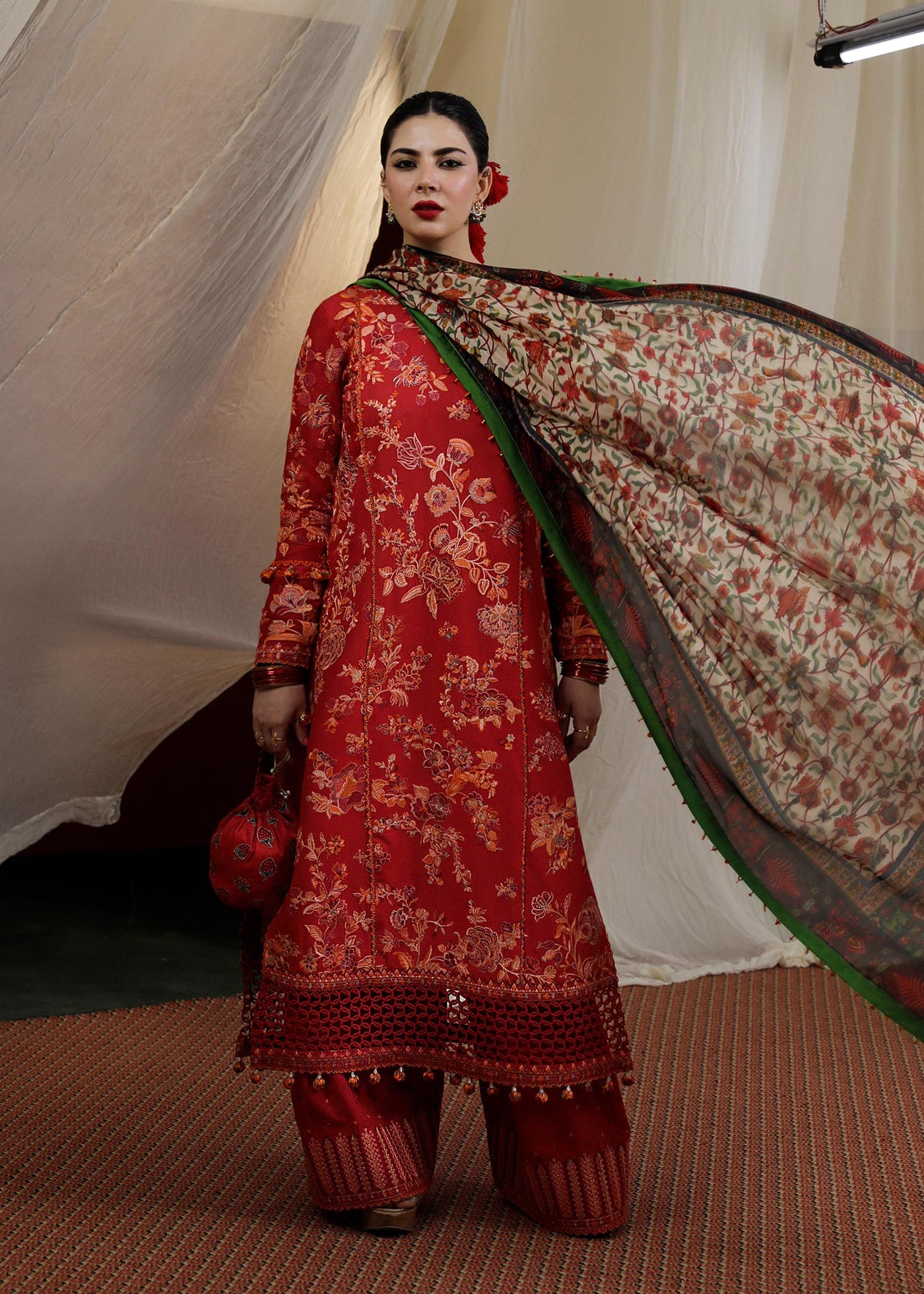 HUSSAIN REHAR UNSTITCHED LUXURY LAWN-Berry