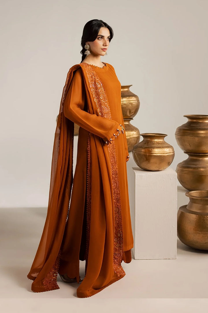 Burnt Orange 3PC Chiffon Suit