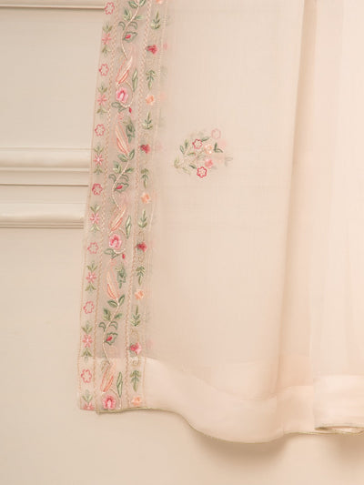 3 Piece - Pure Chiffon Embroidered Suit