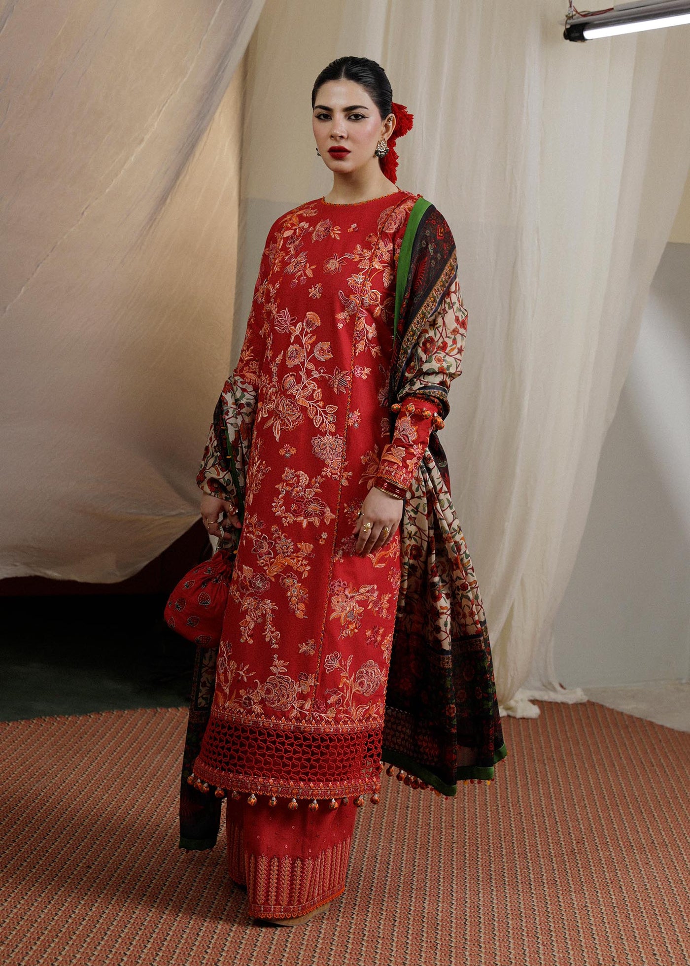 HUSSAIN REHAR UNSTITCHED LUXURY LAWN-Berry