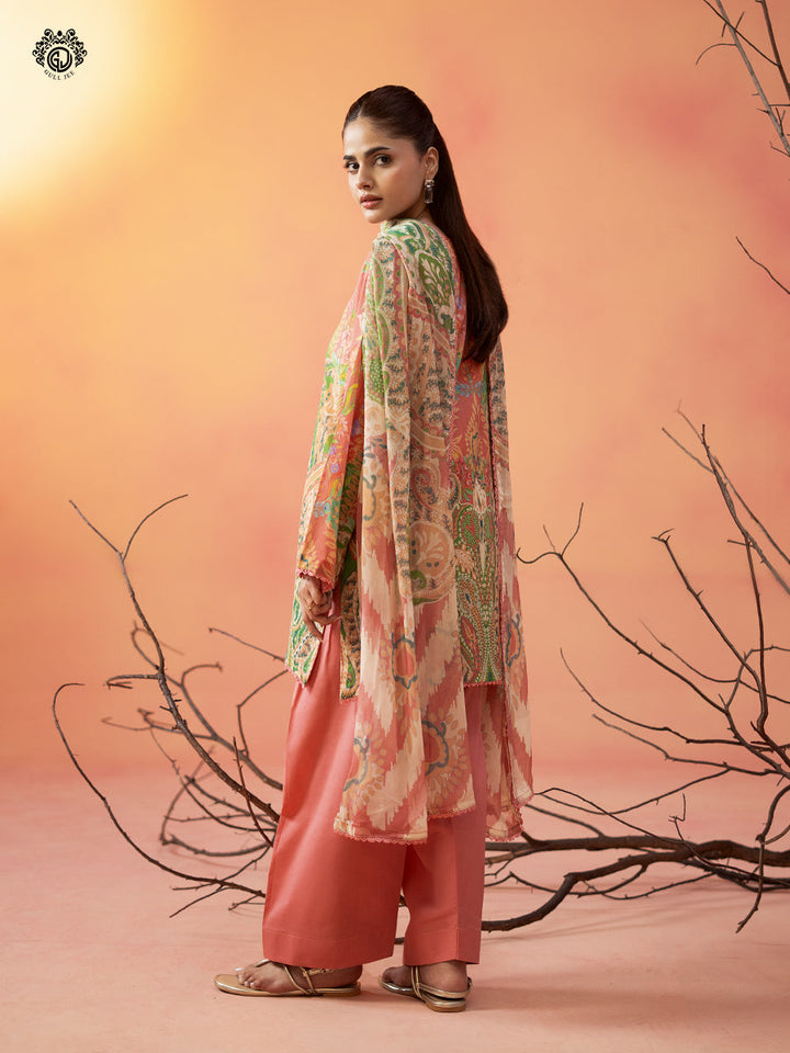 3-Piece Unstitched Embroidered Dress
