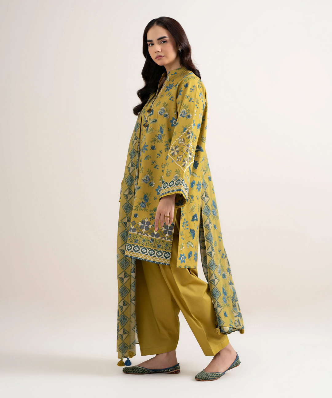 3 Piece - Embroidered Cotton Suit