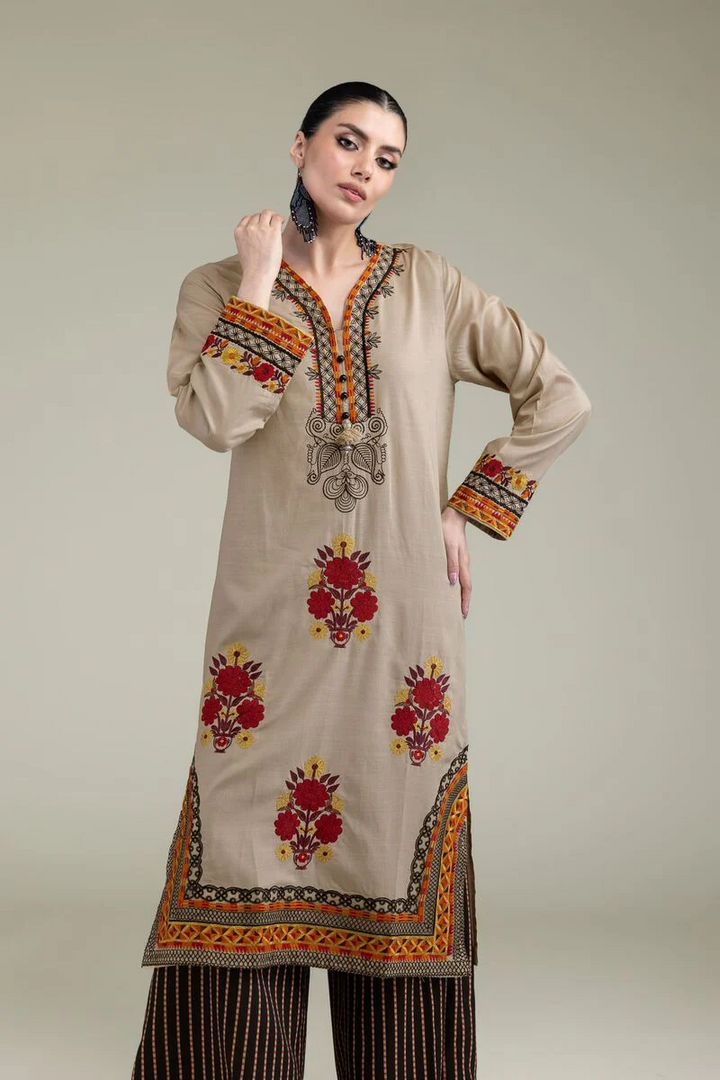 Embroidered | Raw Silk Floral Silk 3 pcs