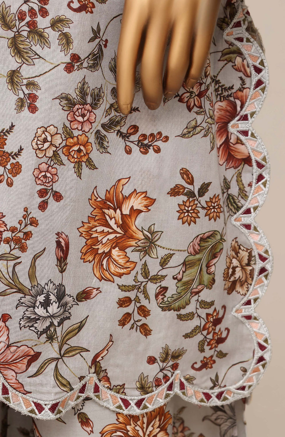 Embroidered Lawn Stitched 3 Piece Suit