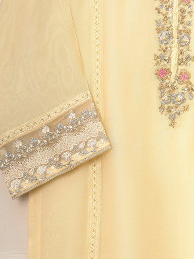 3 Piece - Pure Cotton Net Embroidered Suit