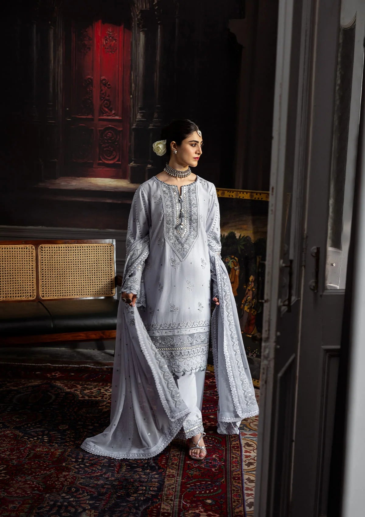 Karandi with Embroidered Chiffon