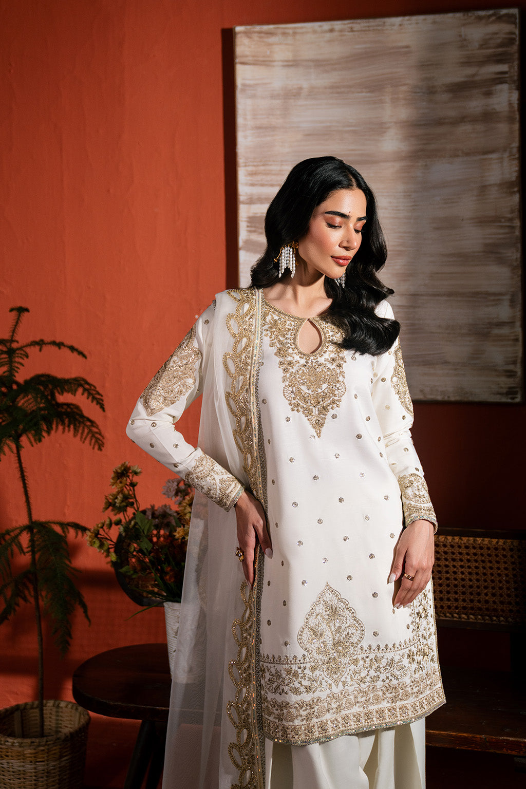 Raw Silk Embroidered Dress Pret