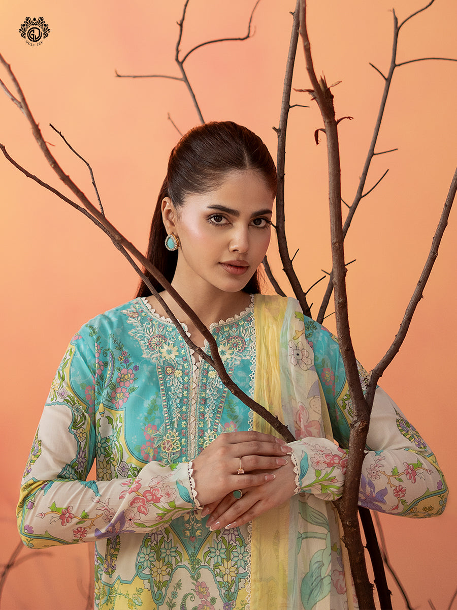 3-Piece Unstitched Embroidered Dress