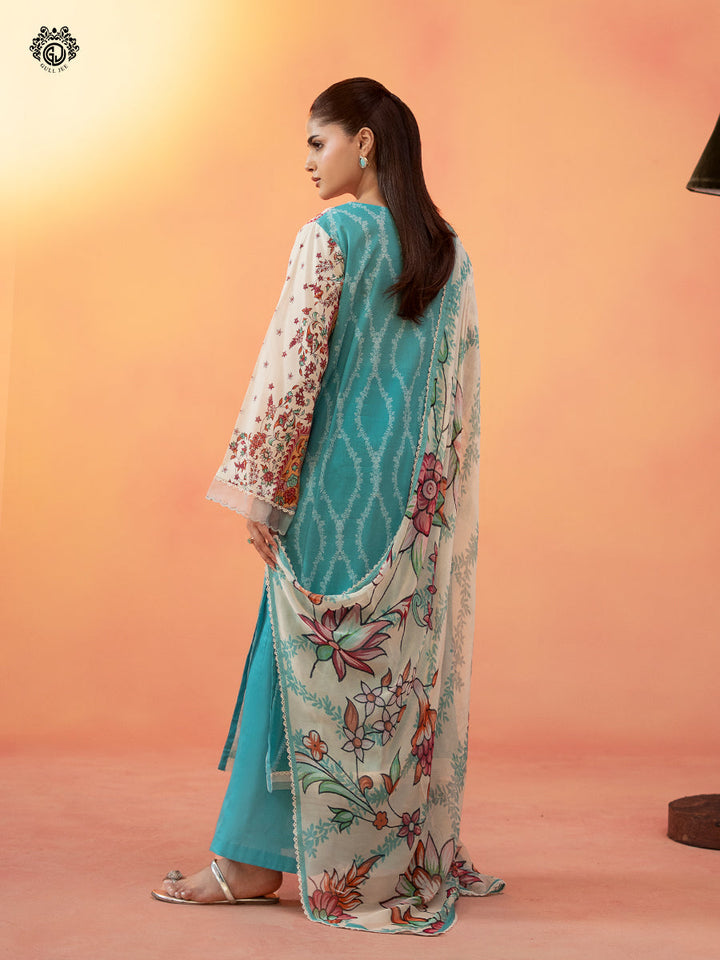 3-Piece Unstitched Embroidered Dress
