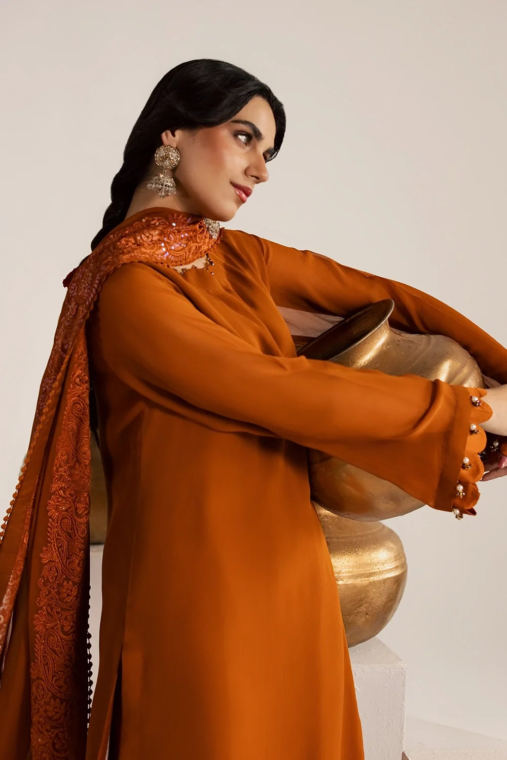 Burnt Orange 3PC Chiffon Suit