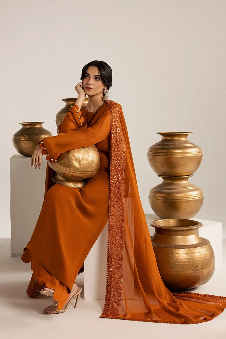 Burnt Orange 3PC Chiffon Suit