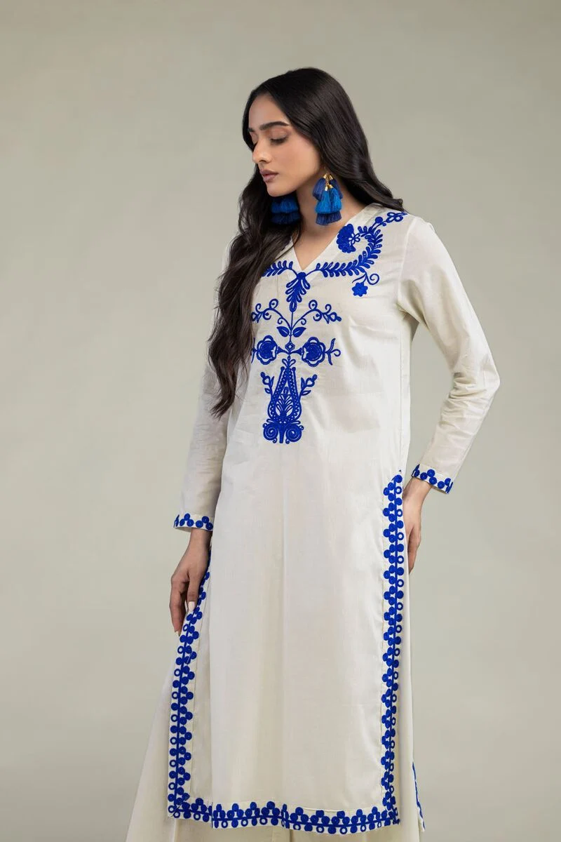 Embroidered | Cambric Floral Cambric Kurta