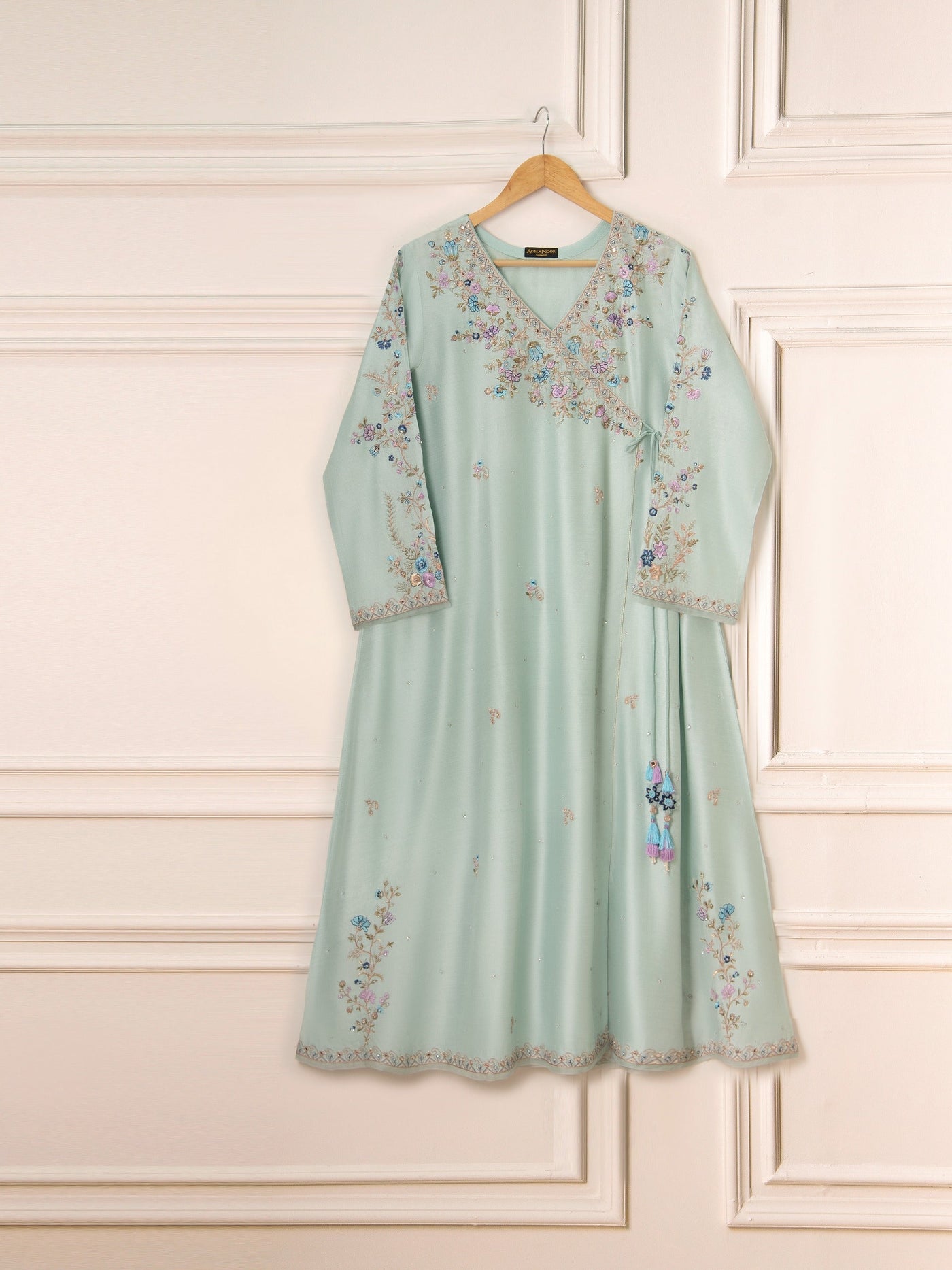 3 Piece- Pure Silk Net Embroidered Suit