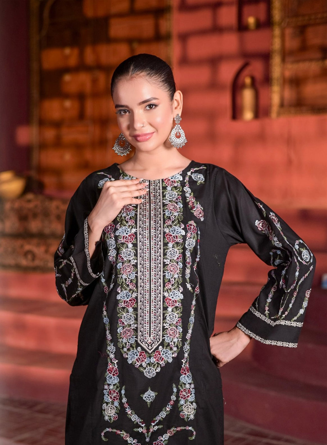 Embroidered Cotton Dress 2 pieces