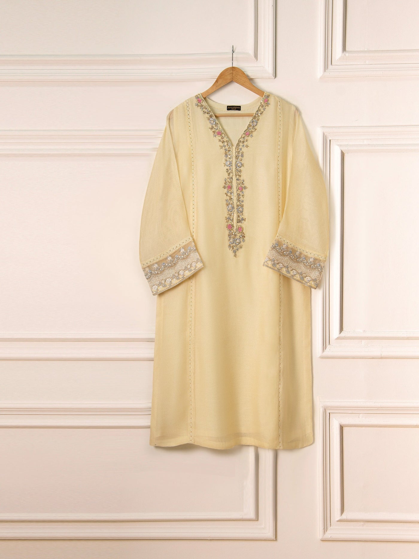 3 Piece - Pure Cotton Net Embroidered Suit