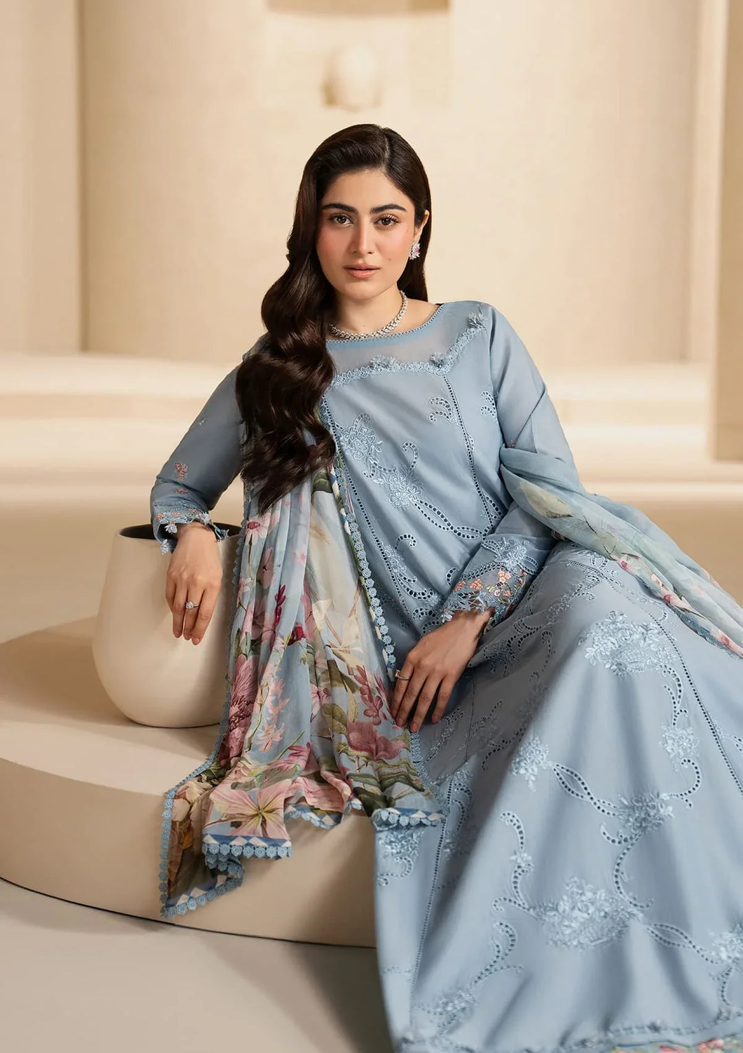 E-CRAFT - CHIKANKARI LAWN WITH CHIFFON DUPATTA &