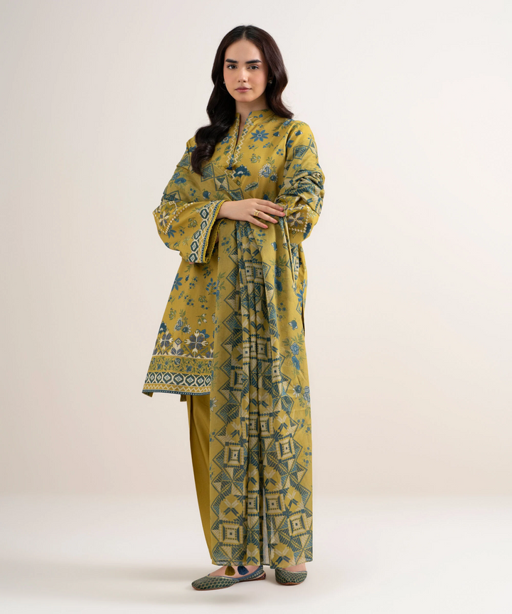 3 Piece - Embroidered Cotton Suit