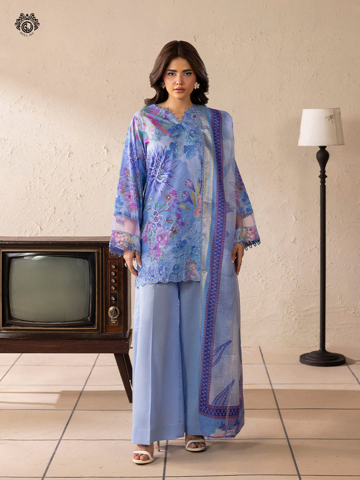 KROMA  3-Piece Unstitched Embroidered Dress