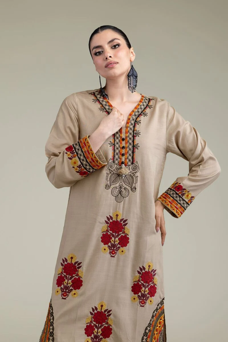 Embroidered | Raw Silk Floral Silk 3 pcs