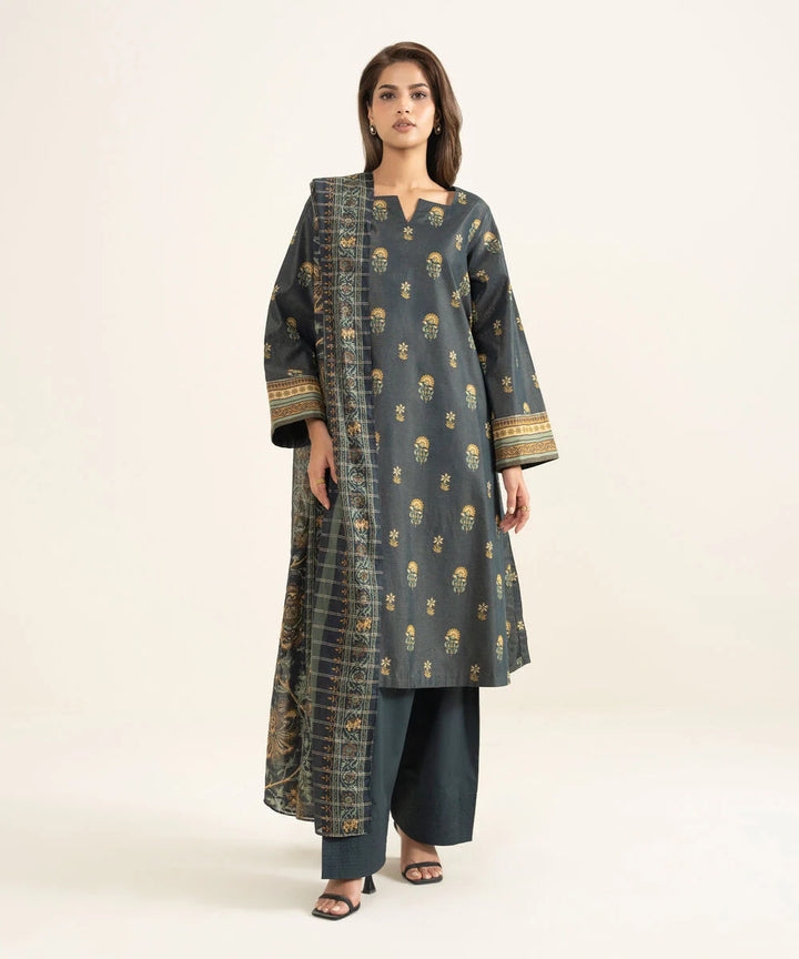 3 Piece - Printed Zari Lawn Suit