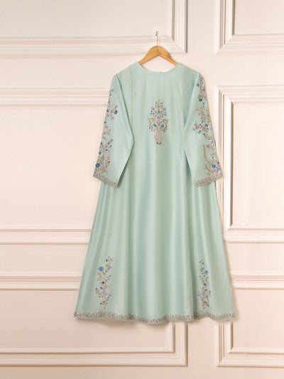 3 Piece- Pure Silk Net Embroidered Suit