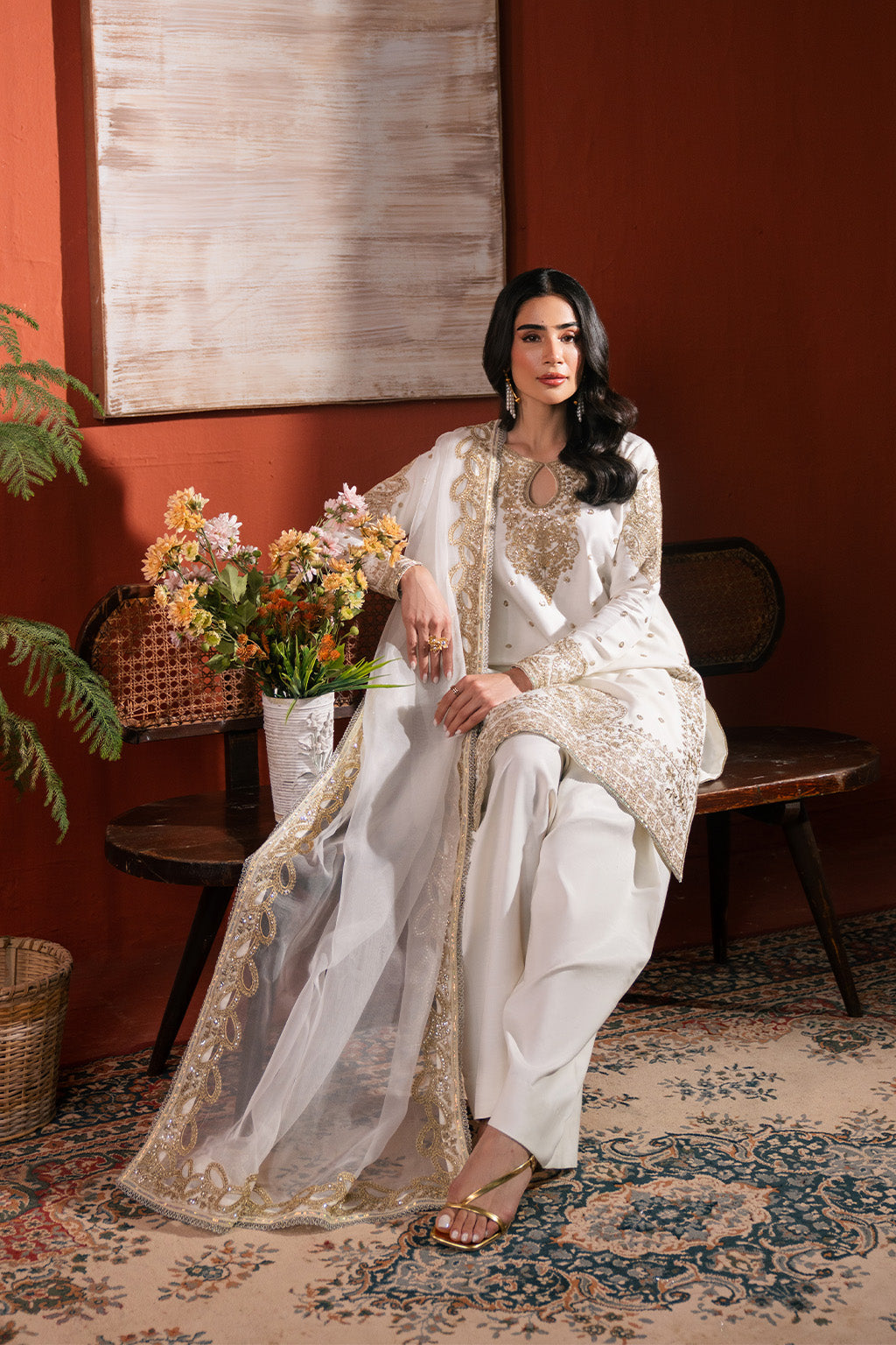 Raw Silk Embroidered Dress Pret