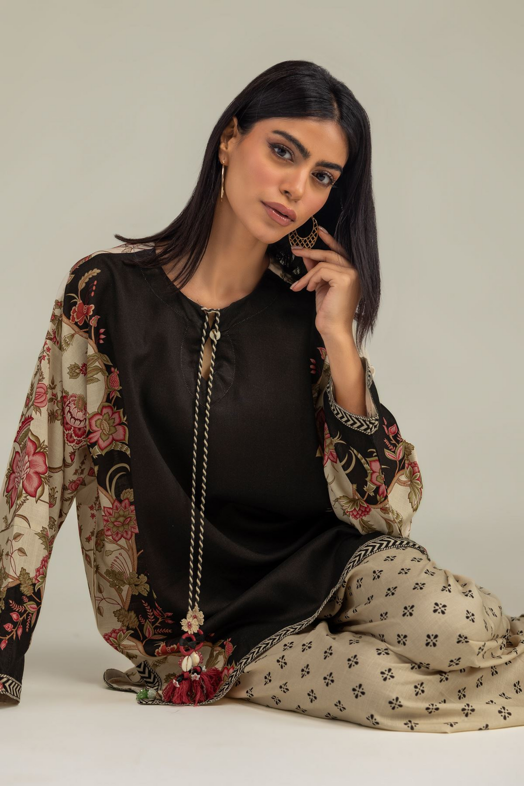 Printed | Raw Silk Floral Silk Kurta With Pant