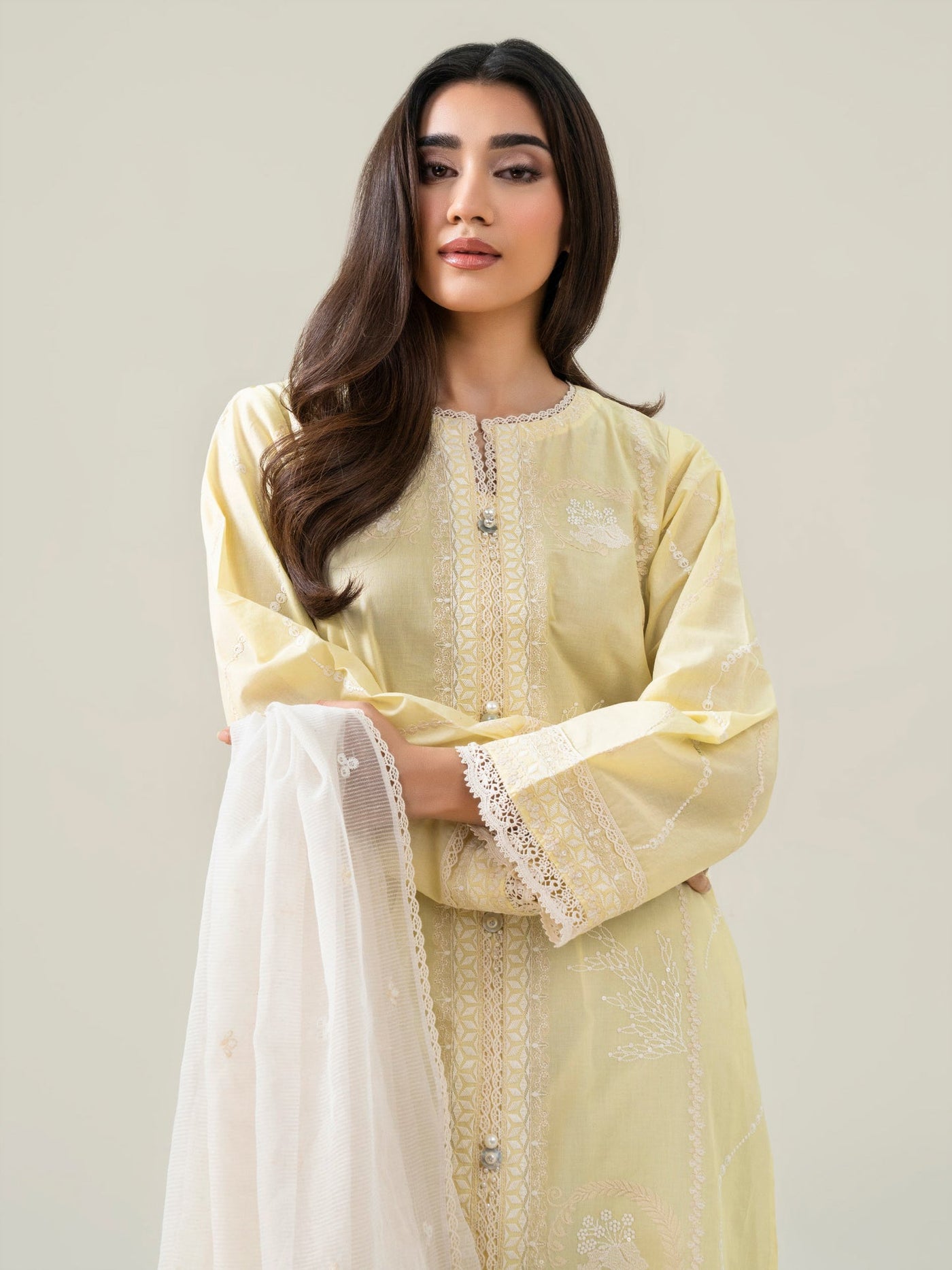 2 Piece Cambric Suit-Embroidered (Pret)