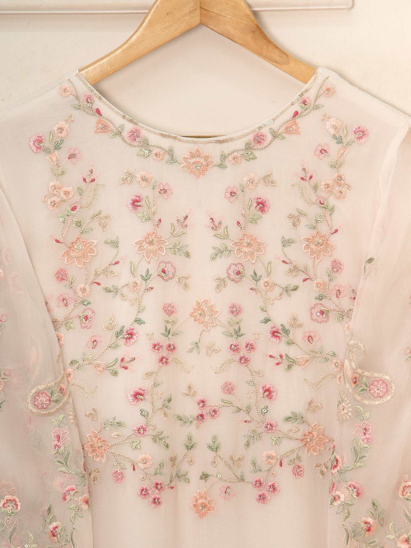 3 Piece - Pure Chiffon Embroidered Suit